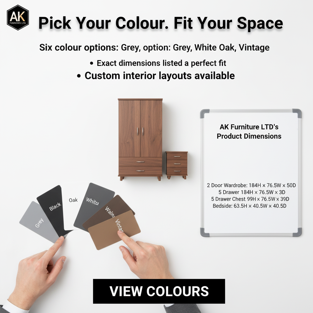 Grey 3‑Piece Wardrobe & Drawer Bedroom Set